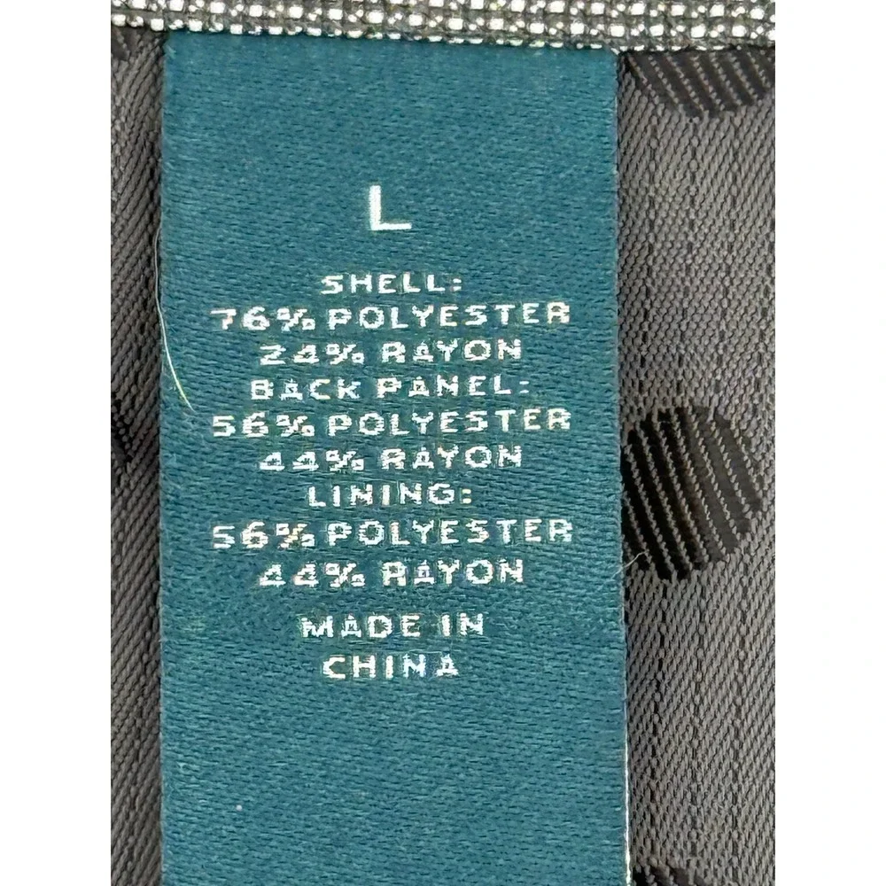 Perry Ellis Mens Gray Textured Suit Dress Vest‎ Waistcoat Polka Dot Back Sz L